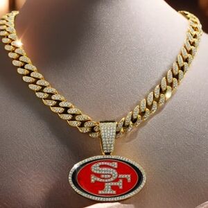 San Fransisco 49 ers football iced Chain 20" Or 24" Choose Color